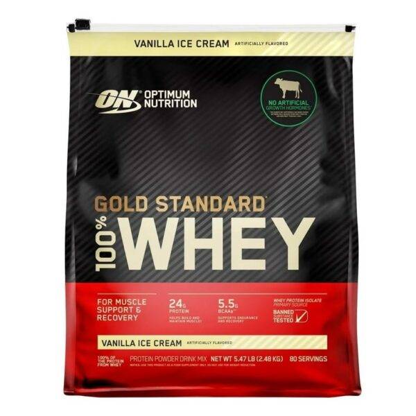 Proteína Whey Gold Standard 100% Optimum Nutrition 5lb — 80 servicios