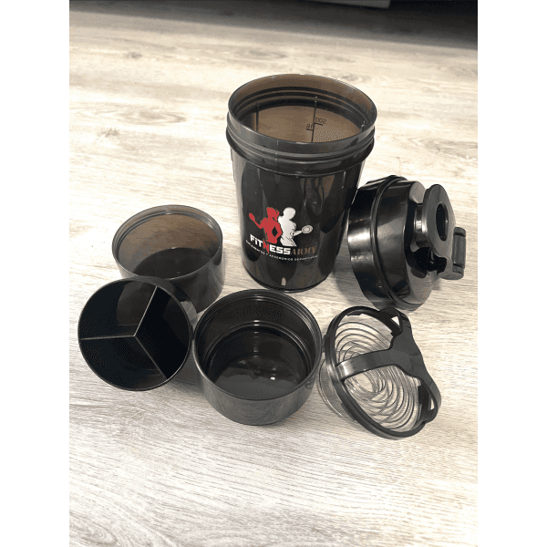 Pomo / Shaker con Compartimientos FitnessArmy — Organizador de suplementos
