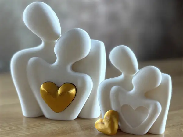 Figura de enamorados 15cm decoración en 3D
