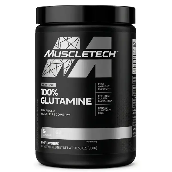 Glutamina Platinum 100% MuscleTech 300g — 60 servicios