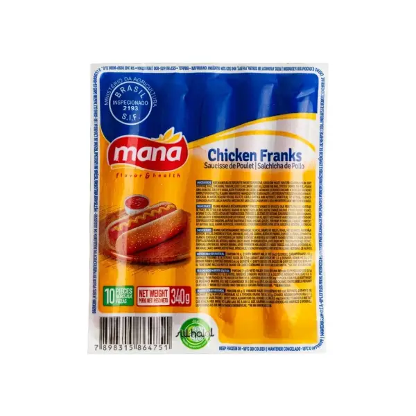 Salchichas de pollo Mana 340g listas para cocinar