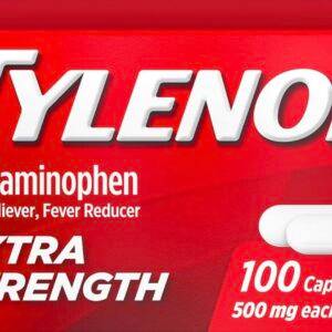 Acetaminofén TYLENOL 500mg — 100 cápsulas | Analgésico y antipirético