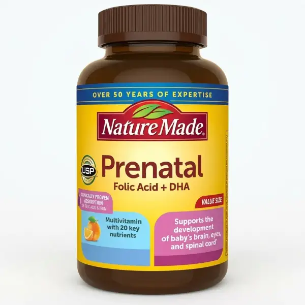 Vitaminas Prenatales + Ácido Fólico & DHA Nature Made — Nutrición completa para el embarazo